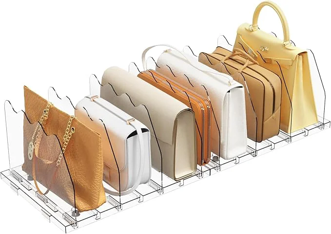 Quality SPACEKEEPER Adjustable Shelf Divider for Closet Clear Purse Organizers for Closet Acrylic Handbag Separators Storage Organizer Bookshelf Separator Dividers in Bedroom OfficeAbout ThisOverview Crafted
