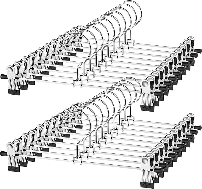 Natural NORTHERN BROTHERS Pants Hangers with Clips Heavy Duty 20 Pack Adjustable Metal Pants Hanger Skirt Hangers for Women Space Saving Hangers for Jeans Closet Organizers and StorageAbout ThisOverview Efficient