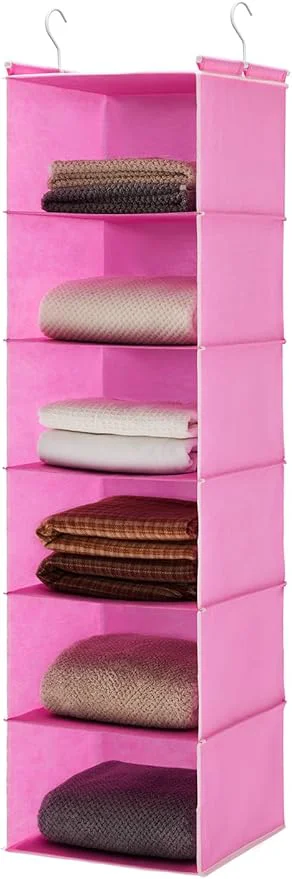 Premium MAX Houser 6-Shelf Hanging Closet Organizer Hanging Storage Shelves with 2 Sturdy Hooks Space-Saving for Bedroom Foldable Pink About ThisOverview Refined