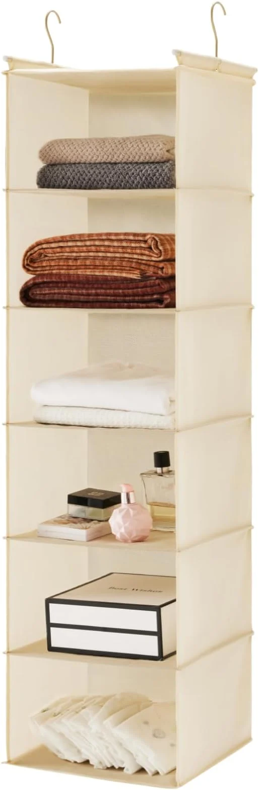 Artisan MAX Houser 6 Tier Shelf Hanging Closet Organizer Cloth Hanging Shelf with 2 Sturdy Hooks for Storage Foldable Beige About ThisOverview Responsible