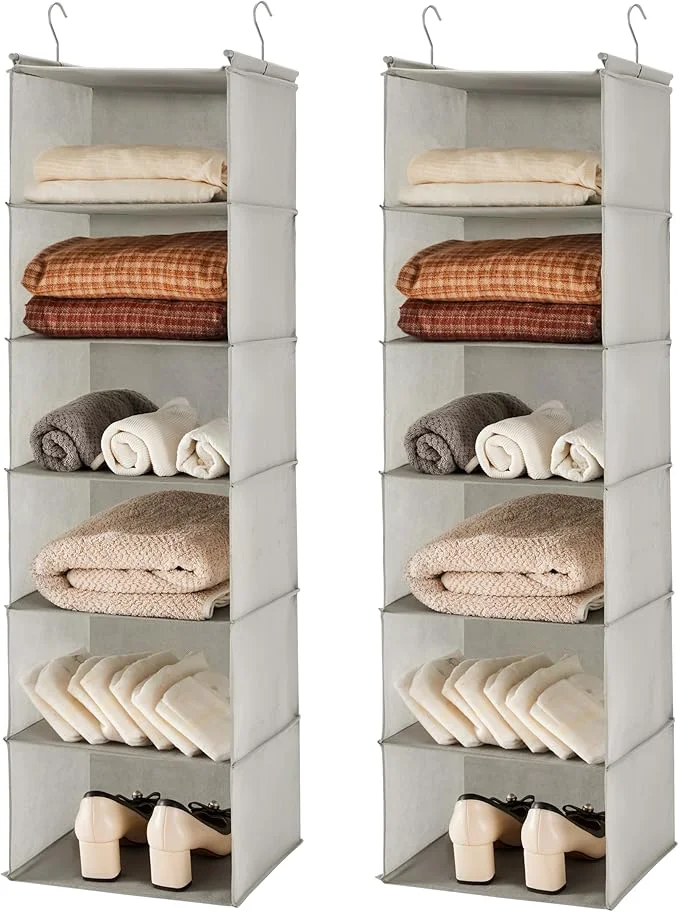 Healthy MAX Houser 6 Tier Shelf Hanging Closet Organizer Closet Hanging Shelf with 2 Sturdy Hooks for Storage 2 Pack Foldable Light Grey About ThisOverview Traditional