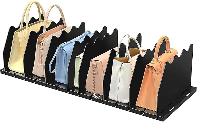 Classic SOYO Adjustable Clear Purse Organizers for Closet Acrylic Shelf Divider for Bag and Purse Storage Clear Pocketbook and Handbag Organizer Bookshelf Separator Organizers for House Office Use BlackAbout This Premium