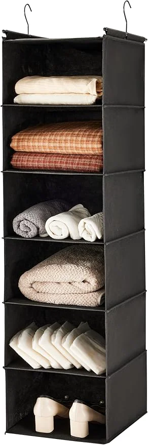Clean MAX Houser 6 Tier Shelf Hanging Closet Organizer Closet Hanging Shelf with 2 Sturdy Hooks for Storage Foldable Black About ThisOverview Advanced