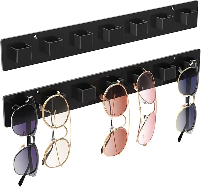 Casual MaxGear Sunglasses Organizer Wall Mount 2-Pack Acrylic Eyewear Display Holder with 14 Slots Sunglasses Storage Includes Adhesive Tape Screws Black Wall Mounted Shelf for Closet Cabinet DoorAbout ThisOverview Consistent