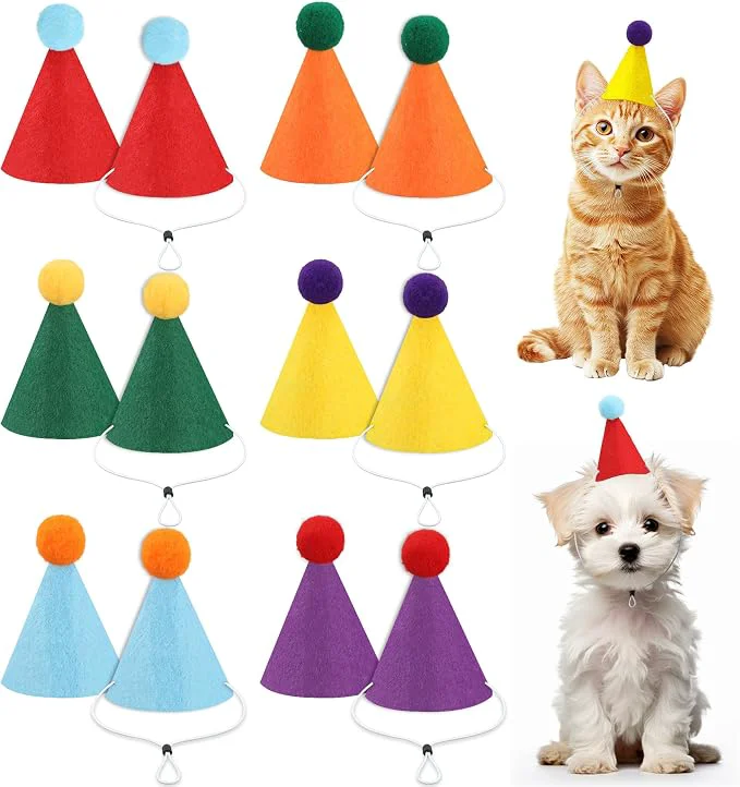 Selected 12 PCS Mini Party Hats for Stuffed Animals Birthday Felt Cone Hat Healthy