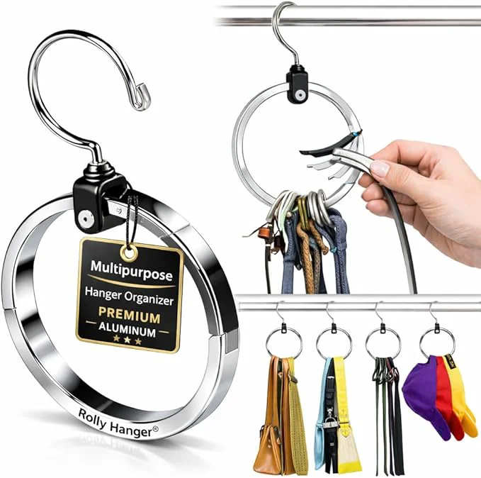 User-Friendly Rolly Hanger® Closet Space Saver – Premium Rotating Aluminum Organizer for Belts Ties Hats Handbags – Heavy Duty 360° Swivel – Declutter Maximize Storage 1 Pack About ThisOverview Pure