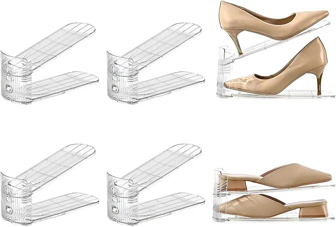 Natural Shoe Stacker Shoe Rack Organizer for Closet Space Saver Storage Shoe Holder Organization Transparent 6 pack About ThisOverview Exclusive