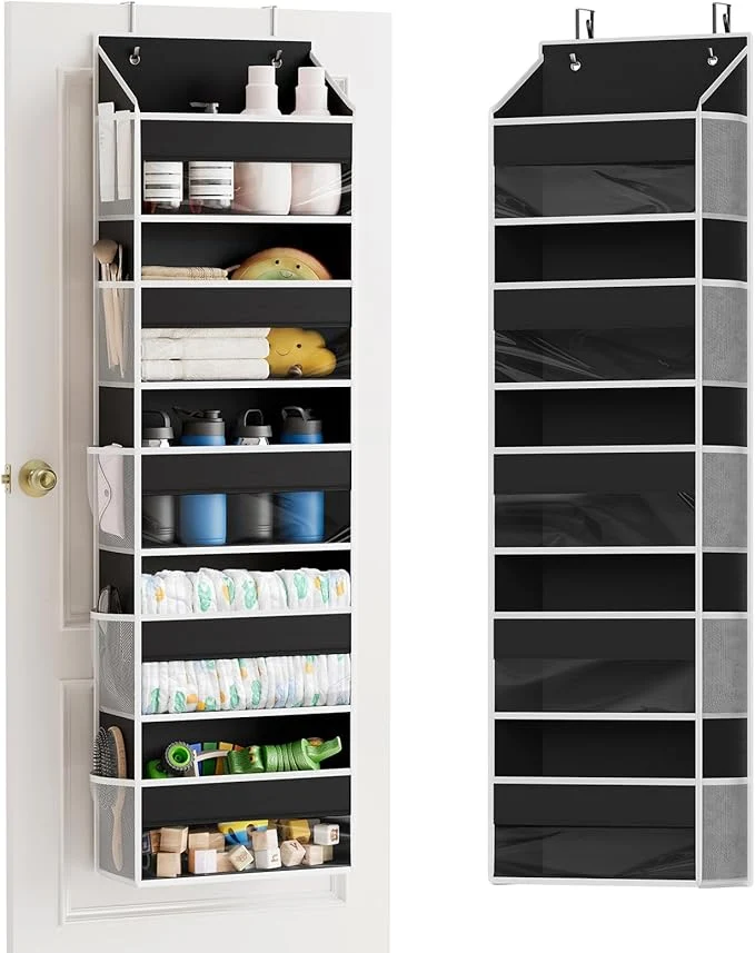 Smooth SpaceAid 1 Pack Over The Door Organizer with 5 Large Pockets and 10 Mesh Side Pockets 5 Layers Door Organizer Hanging with Clear Window for Bedroom Bathroom Pantry and Nursery BlackAbout ThisOverview World-Class