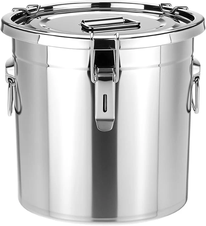 Easy-to-Use QWORK 304 Stainless Steel Airtight Food Storage Containers with Locking Clips and Lids 12L 3.17Gal Large Kitchen Canister for Rice Flour Sugar Coffee GrainAbout ThisOverview Original Design