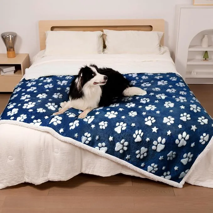 Efficient Waterproof Blanket for Dog Cat or Adult Cute 3D Textured Paw Dog Blanket for Minimalist