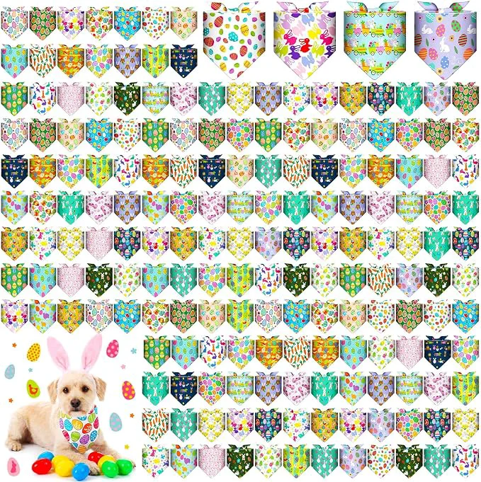 Verified Aliceset 180 Pack Easter Dog Bandana Bulk Easter Bandanas Trendy