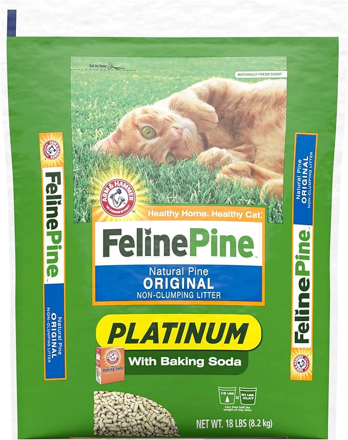 Classic Feline Pine Platinum Non-Clumping Cat Litter Feline Pine Cat Litter 18lb Selected