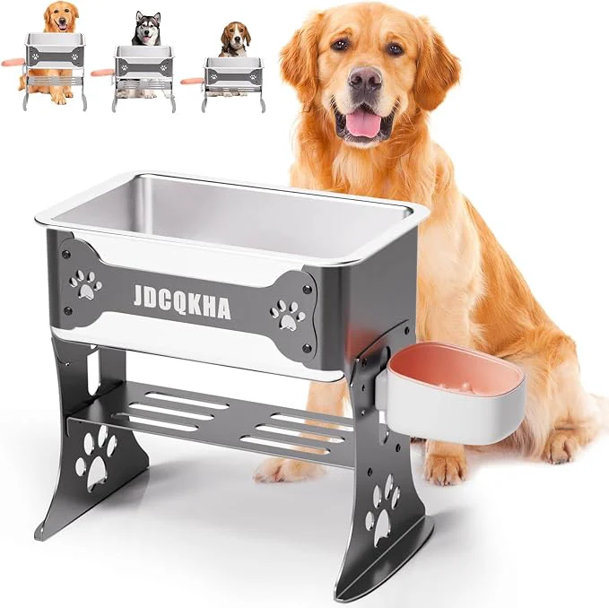 Practical 3 Gallon d Large Dog Water Bowl 3 Height Adjustable Stainless Steel Green