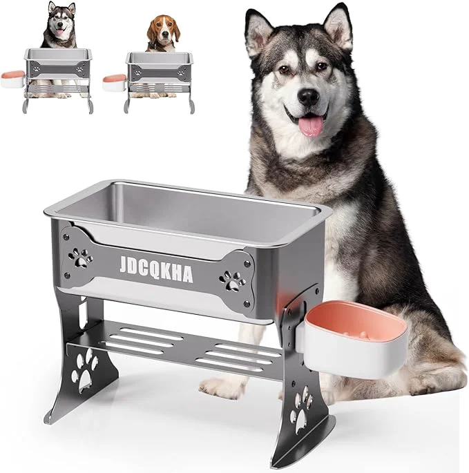 Modern 1.5 Gallon d Large Dog Water Bowl 2 Height Adjustable Stainless Steel Fine Crafted