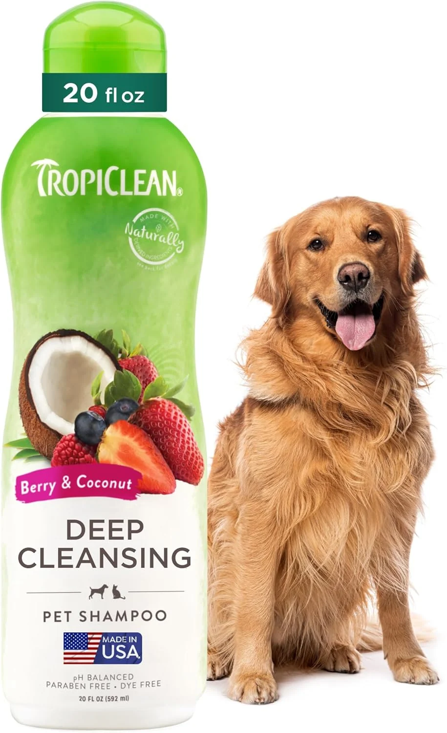 Innovative TropiClean Deodorizing Dog Shampoo for Smelly Pets Long Lasting Odor Control Puppy Safe Made in the USA Berry Scent Cat Friendly 20oz. World-Class