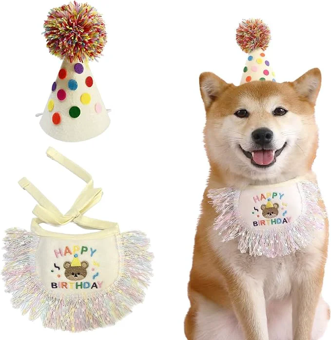 Comfortable Dog Princess Costumes Puppy Birthday Bandana Scarf and Party Hat Cute Lace Dog Sophisticated