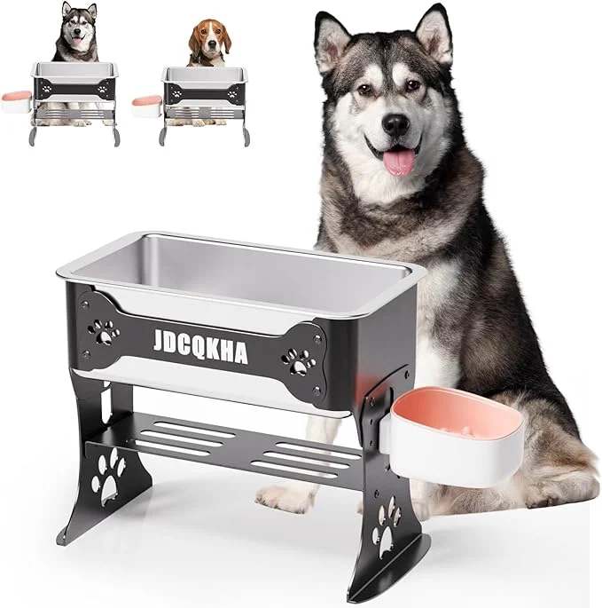 Enhanced 1.5 Gallon d Large Dog Water Bowl 2 Height Adjustable Stainless Steel High-End