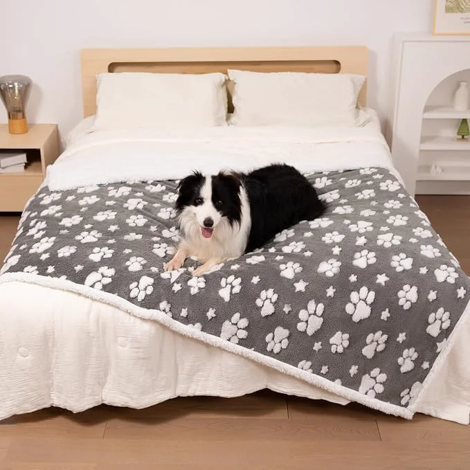 Premium Material Waterproof Blanket for Dog Cat or Adult Cute 3D Textured Paw Dog Blanket for Exclusive