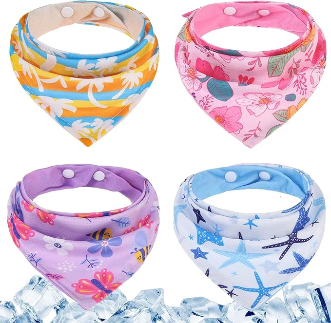 Flexible PAWCHIE Dog Cooling Bandana Small 4 Packs Ice Cool Pet Triangle Scarf Bibs Stylish