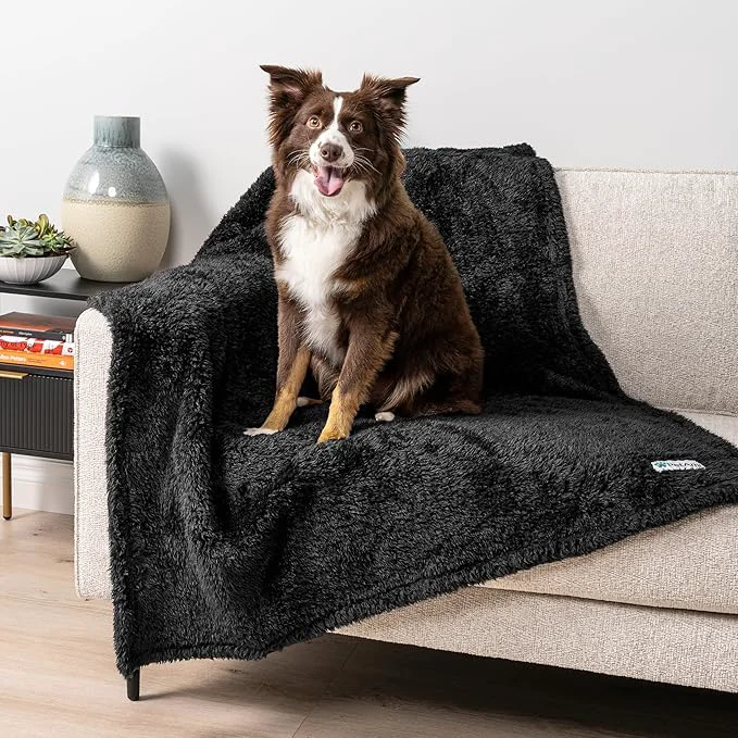 Pure PetAmi Dog Blanket for Large Medium Dogs Black Fluffy Soft Puppy Blanket Smooth