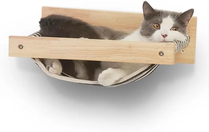 Classic FUKUMARU Hammock Wall Mounted Cat Beds and Perches Wooden Kitten Walls Powerful