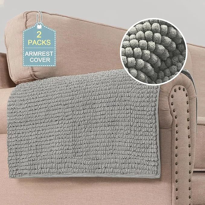 Contemporary H.VERSAILTEX Plush Chenille Couch Armrest Cover 2 Packs Thick and Soft Sofa Lightweight