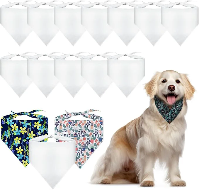 Classic 15 PCS Sublimation Blank Dog Bandana DIY Custom Holiday Dog Scarf Sublimation Crafted