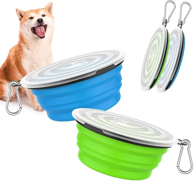 Long-Lasting Pawaboo Collapsible Dog Bowls 2 Pack Silicone Feeding Watering Bowls Easy-to-Use