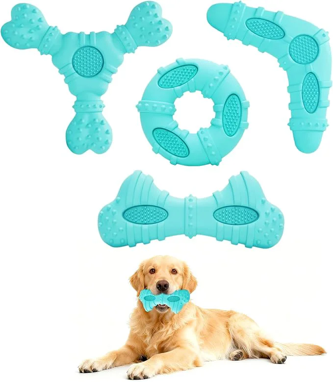 Authentic Natural Rubber Dog Chew Toys 4Pack Tough Dog Toys Luxury