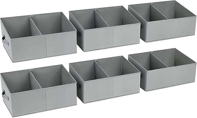 Expertly Made DIMJ Trapezoid Storage Bins for clothes - 6 Packs Closet Organizers and Storage Baskets Foldable Closet Baskets with Handles and Divider Closet Storage Bin Toybox for Shelves Living Room BedroomAbout ThisOverview Consistent