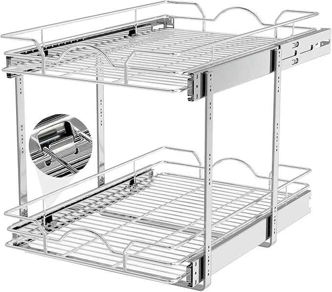 Smart OCG 2 Tier Pull Out Cabinet Organizer 14 W x 21 D Pull Out Drawers for Kitchen Cabinets Pull Out Shelves for Base Cabinet Organization in Kitchen Bathroom Pantry Chrome FinishAbout ThisOverview Next-Generation
