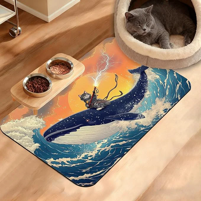 Verified Dog Bowl Mat Cat Shark Pet Feeding Mat Genuine