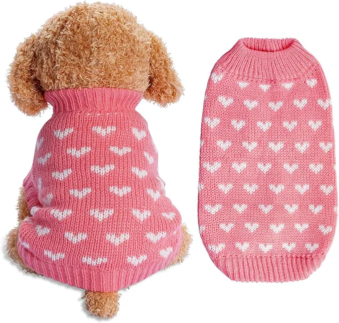 Unique Dxhycc Dog Knitted Sweater Dog Heart Sweater Puppy Sweater Warm Soft Pet Minimalist
