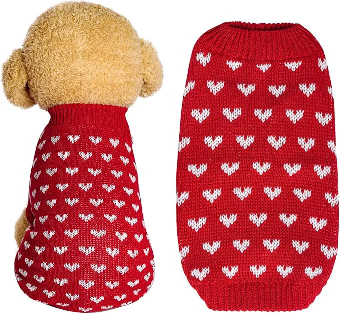 Artisan Dxhycc Dog Knitted Sweater Dog Heart Sweater Puppy Sweater Warm Soft Pet Top-Quality