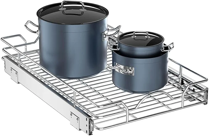Functional OCG Pull Out Cabinet Organizer 12 W x21 D Pull out Shelves for Kitchen Cabinets Slide Out Drawers for Base Cabinet Organization in Kitchen Bathroom Pantry Bottom Mount Chrome FinishAbout ThisOverview Sophisticated