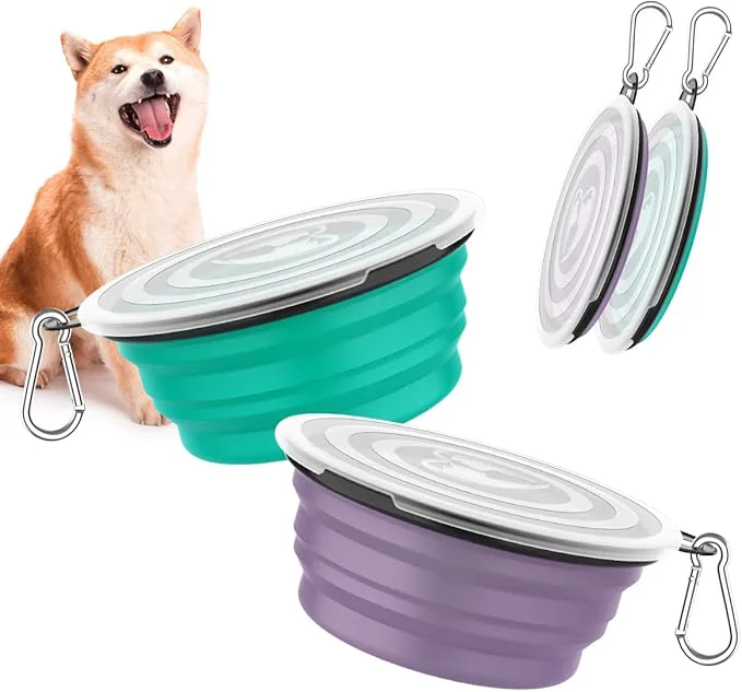 Powerful Pawaboo Collapsible Dog Bowls 2 Pack Silicone Feeding Watering Bowls Refined