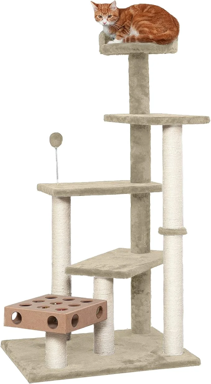 Solid Furhaven 49.5 Tall Cat Tree for Indoor Cats Ft. Sisal Scratching Posts Smart