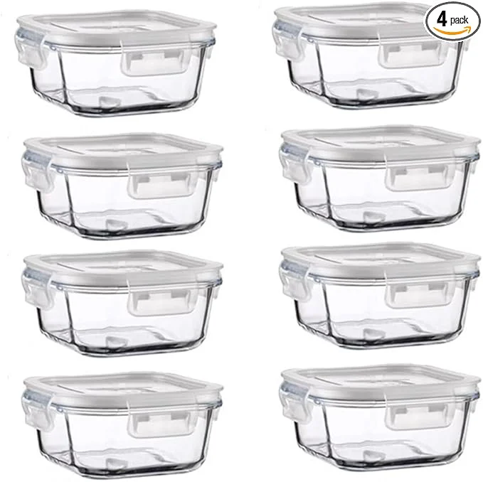Flexible 16PC Square Glass Storage Containers With Lids 2 Cup Square Glass Food Containers With Lids BPA Small Meal Prep Bowls for leftovers Dishwasher zer Safe 8 lids 8 Containers About ThisOverview Genuine