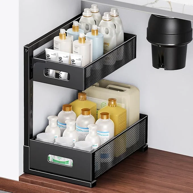 Expertly Made Under Sink Organizer 2 Tier Adjustable Height Under Sink Organizers and Storage Smooth Silent Sliding Out Metal Drawer for Kitchen Bathroom Pantry Cabinet ClosetAbout ThisOverview Certified
