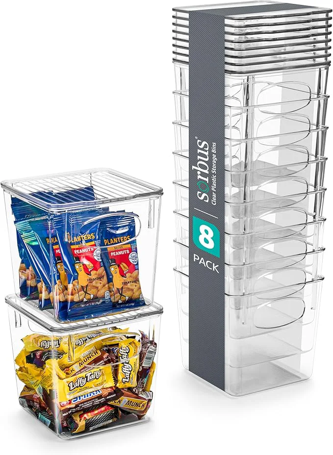 Expertly Made Sorbus 8-Pack Small Clear Plastic Storage Bins – Organizers for Kitchen Pantry Fridge Cabinet RefrigeratorAbout ThisOverview Breathable