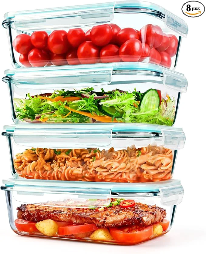 Official GEHE 4 Pack 52 oz Large Glass Food Storage Containers with Lids - Glass Meal Prep Containers For Baking Storing Airtight Lunch Container zer Dishwasher Microwave and Oven Safe BPA About ThisOverview Outstanding