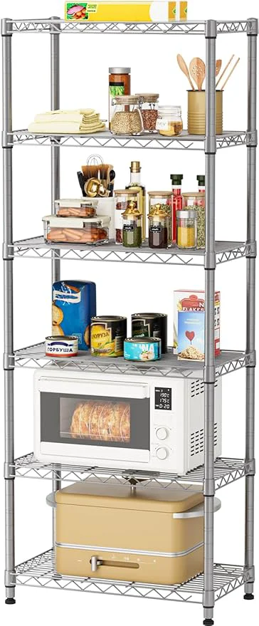 Authentic 5 tire Shelves Storage Wire Shelving Unit Metal Shelf Adjustable Organizers Storage Shelving with Wheels for Bathroom Laundry Room Kitchen Pantry12 D x 22 W x 69 H SilverAbout ThisOverview Premium