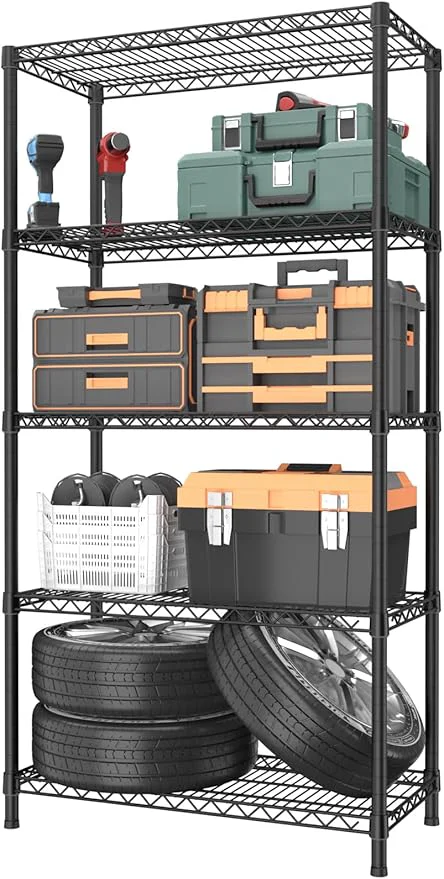 Pure 5 Tier Heavy Duty Adjustable Storage Shelf Organizer Storage Metal Shelves Garage Wire Shelving Unit Pantry Rack 18 D x 36 W x 71.25 H BlackAbout ThisOverview Dependable