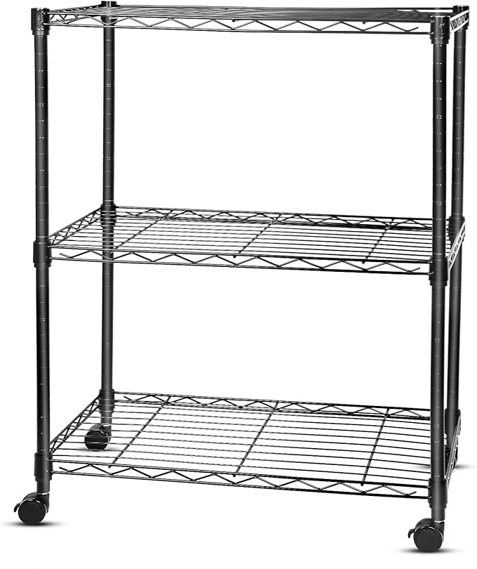 Effective Whitmor 3 Tier Storage Shelves Heavy Duty with Wheels Adjustable Wardrobe Rack 400 lbs Capacity per Shelf Max 1200 lbs Total for Kitchen Bathroom Garage 24 L x 14 W x 30.5 H BlackAbout ThisOverview Efficient