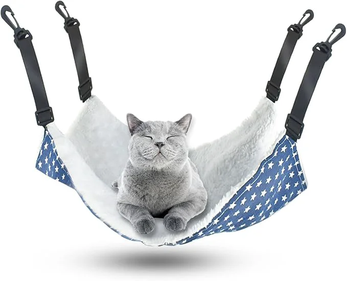 Crafted Pet Hammock for Cage Reversible Cat Hanging Hammock Soft Hanging Bed for Ferret Flexible
