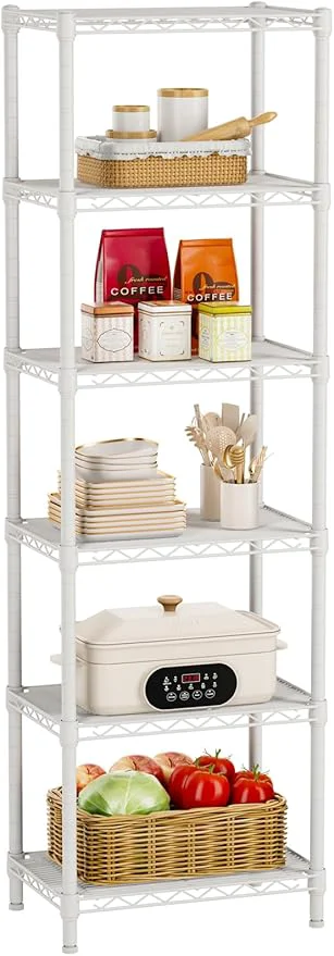 Superior Small 6 tire Shelves Storage Wire Shelving Unit Metal Shelf Adjustable Organizers Storage Shelving for Bathroom Laundry Room Kitchen Pantry10 D x 16 W x 60 H WhiteAbout ThisOverview Contemporary