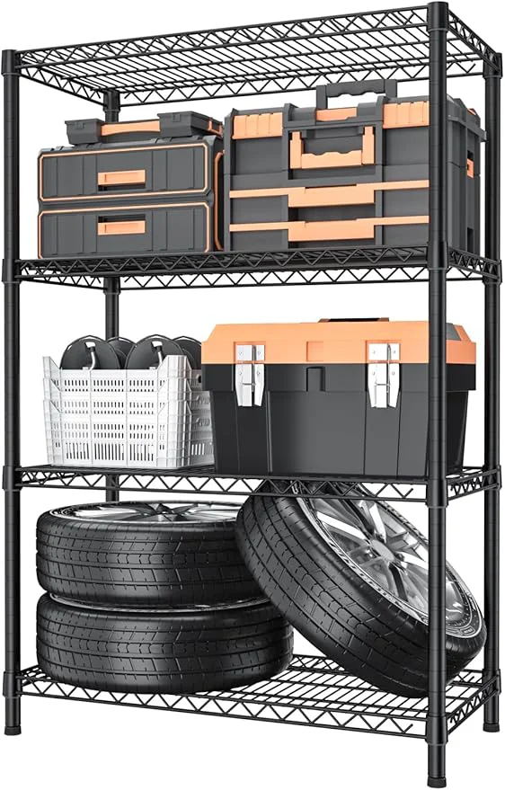 Contemporary 4 Tier Heavy Duty Shelves Adjustable Storage Shelf Organizer Metal Garage Wire Shelving Unit Pantry 18 D x 36 W x 59 H BlackAbout ThisOverview Top-Quality