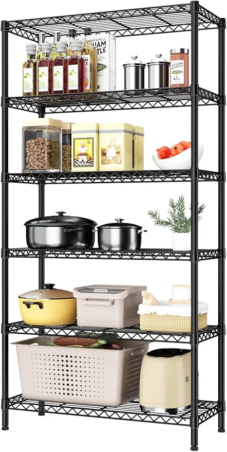 Superior 6 Tier Adjustable Storage Shelves Heavy Duty Metal Utility Shelf 1500LBS Capacity Wire Shelving Unit Organizer Rack for Home Kitchen Pantry Room 14 D x 36 W x 72 H BlackAbout ThisOverview Authentic