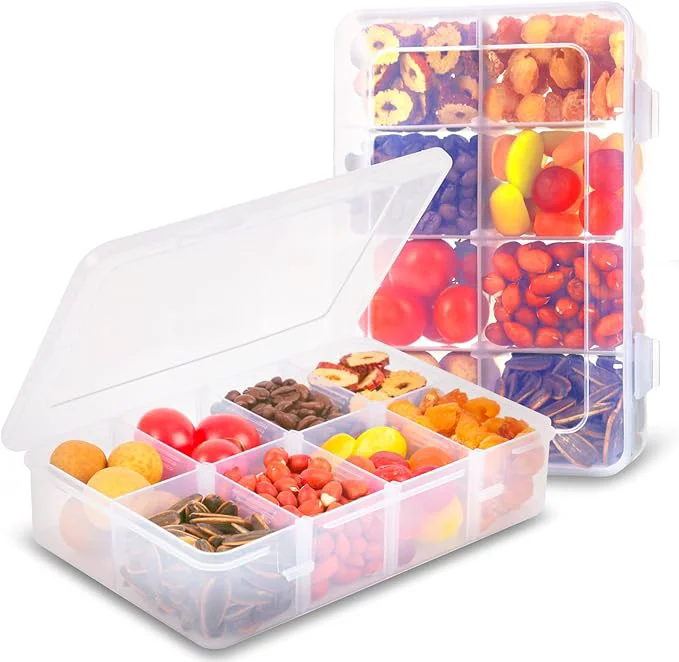 Smart AQSXO 2 Pcs Snack Boxes 8 Compartments Snack Containers Reusable Meal Prep Lunch Containers. TransparentAbout ThisOverview Top-Quality