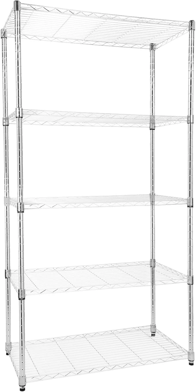 Modern Whitmor 5 Tier Storage Shelves Heavy Duty with Wheels Adjustable Steel Organizer 400 lbs Capacity per Shelf Max 2000 lbs Total for Home Garage Workshop 36 L x 18 W x 71 H ChromeAbout ThisOverview Secure